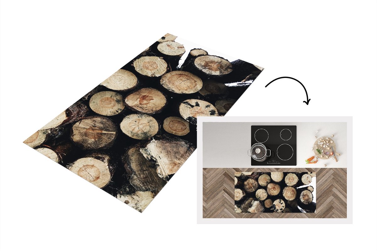 KitchenYeah Keukenloper - Loper keuken - Hout - Winter - Haard - Keukenloper vinyl, foto 2