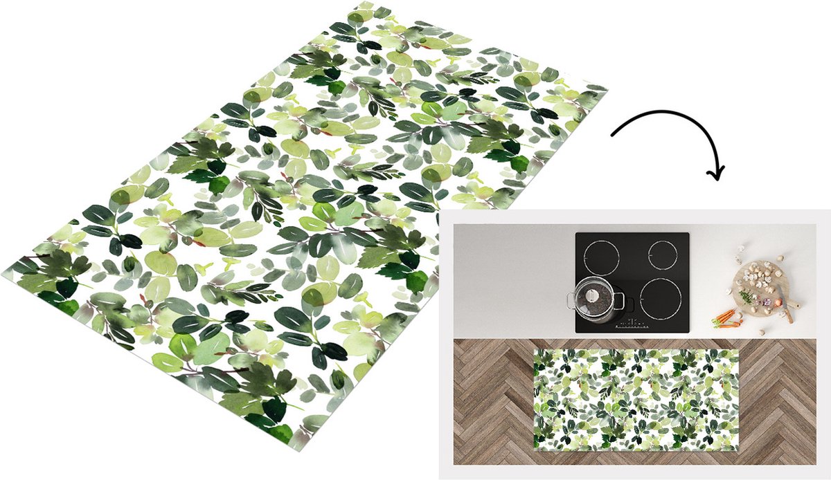 KitchenYeah Keukenloper - Loper keuken - Planten - Kerst - Groen - 120x60 cm - Keukenloper vinyl Multicolor