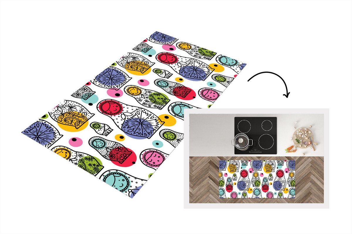 KitchenYeah Keukenloper - Loper keuken - Matroesjka - Patronen - Baby - Keukenloper vinyl multicolor, foto 6