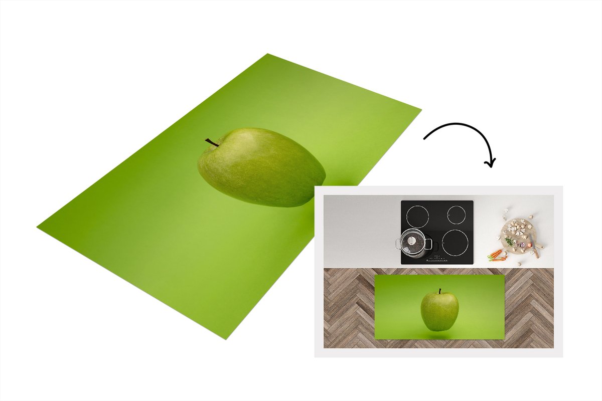 KitchenYeah Keukenloper - Loper keuken - Fruit - Appel - Groen - 120x60 cm - Keukenloper vinyl Multicolor