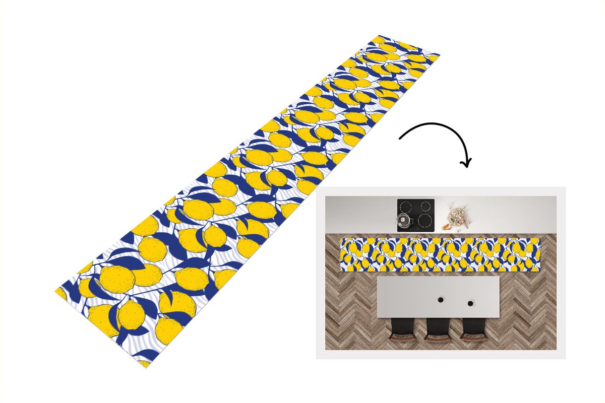 KitchenYeah Keukenloper - Loper keuken - Citroen - Zebra - Fruit - Patronen - 300x50 cm - Keukenloper vinyl Multicolor