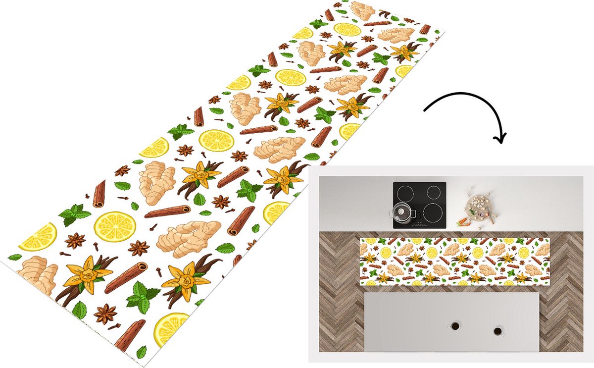 Keukenloper - Loper keuken - Gember - Kaneel - Citroen - Anijs - 240x60 cm - Keukenloper vinyl