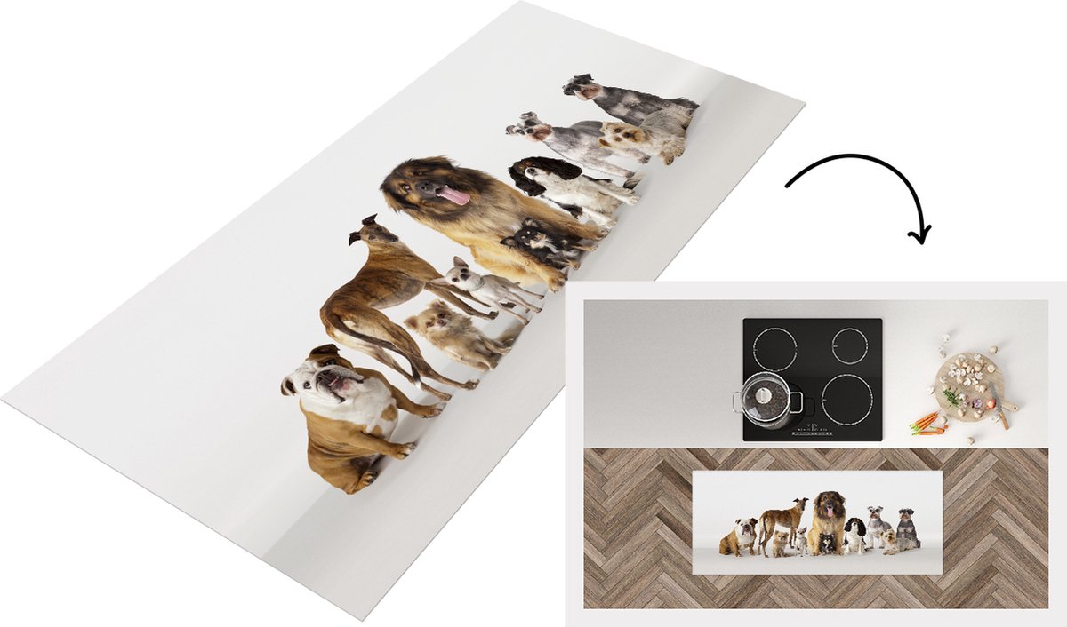 KitchenYeah Keukenloper - Loper keuken - Groeps honden - Keukenloper vinyl Multicolor