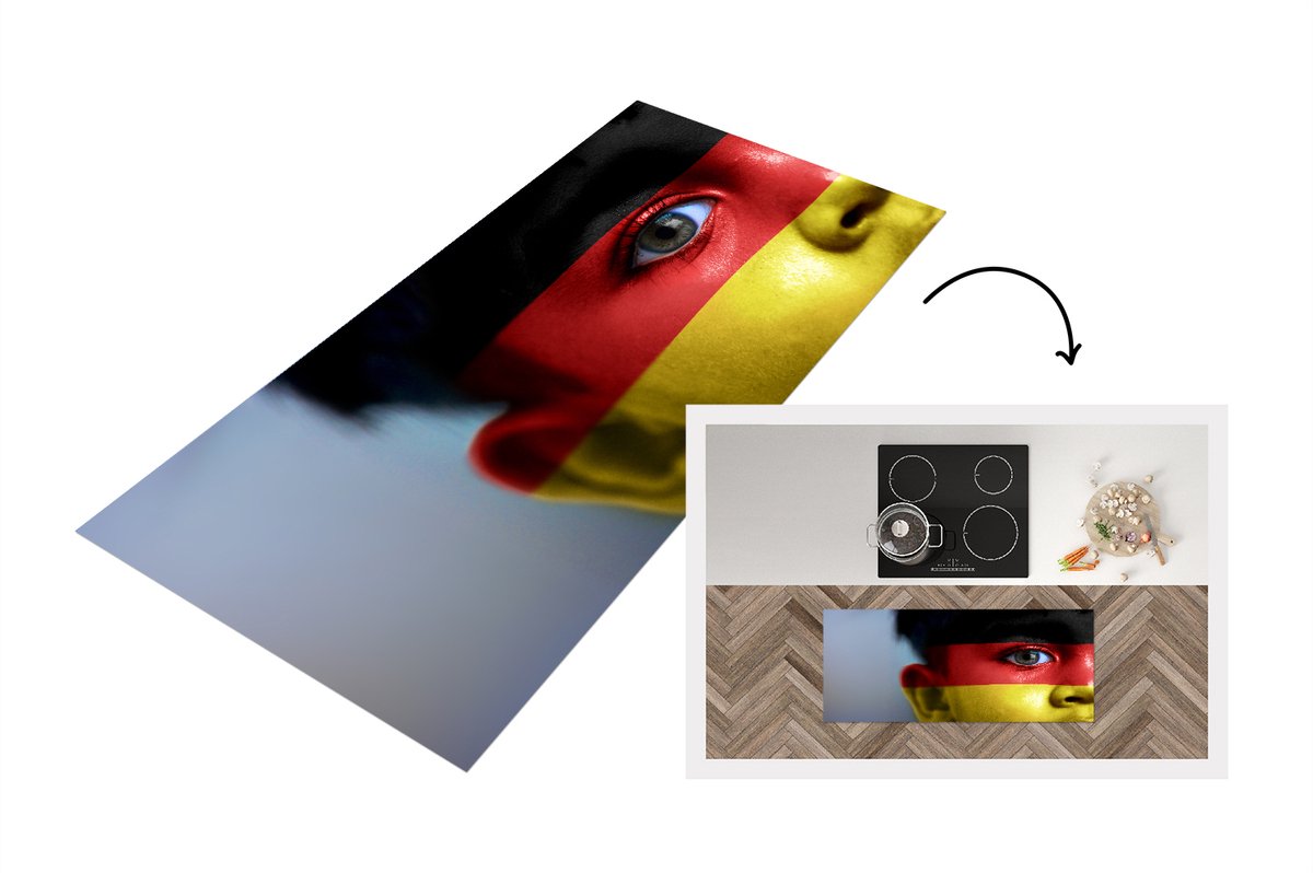 KitchenYeah Keukenloper - Loper keuken - Vlag van Duitsland - 120x50 cm - Keukenloper vinyl Multicolor