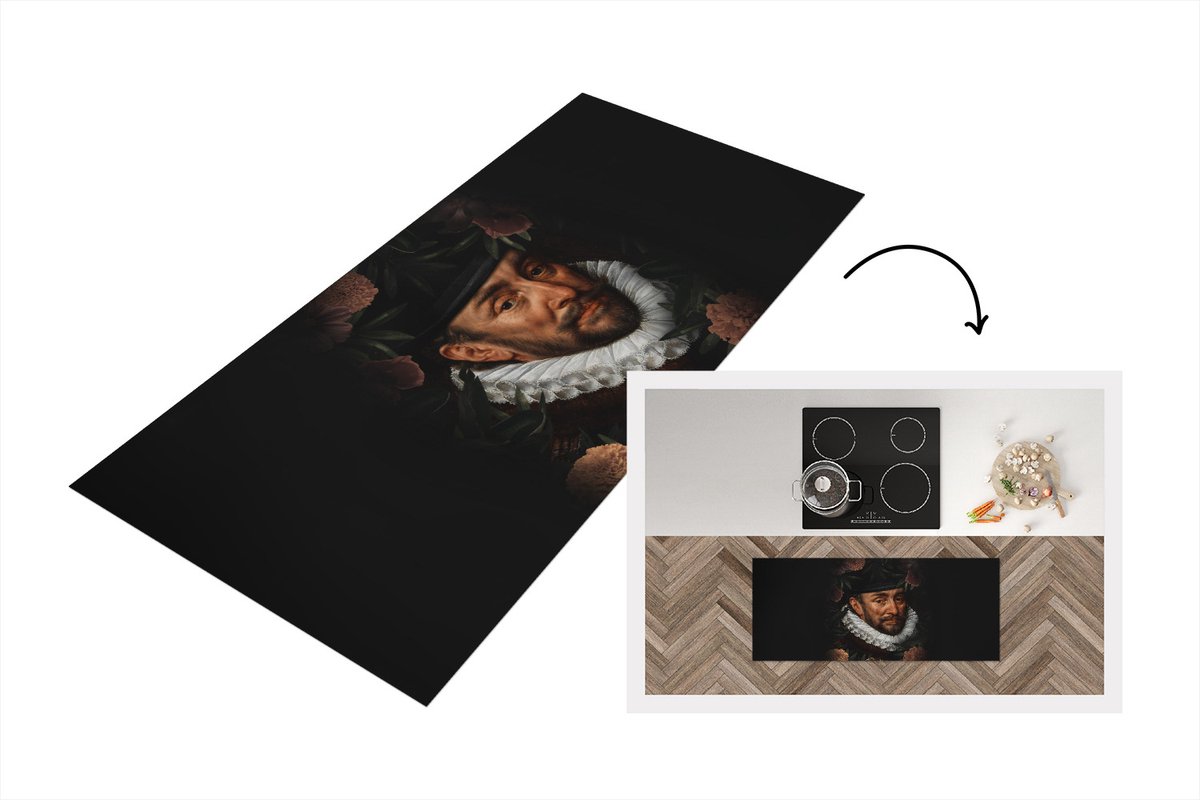 KitchenYeah Keukenloper - Loper keuken - Willem van Oranje - Bloemen - Oude meesters - 120x50 cm - Keukenloper vinyl Multicolor