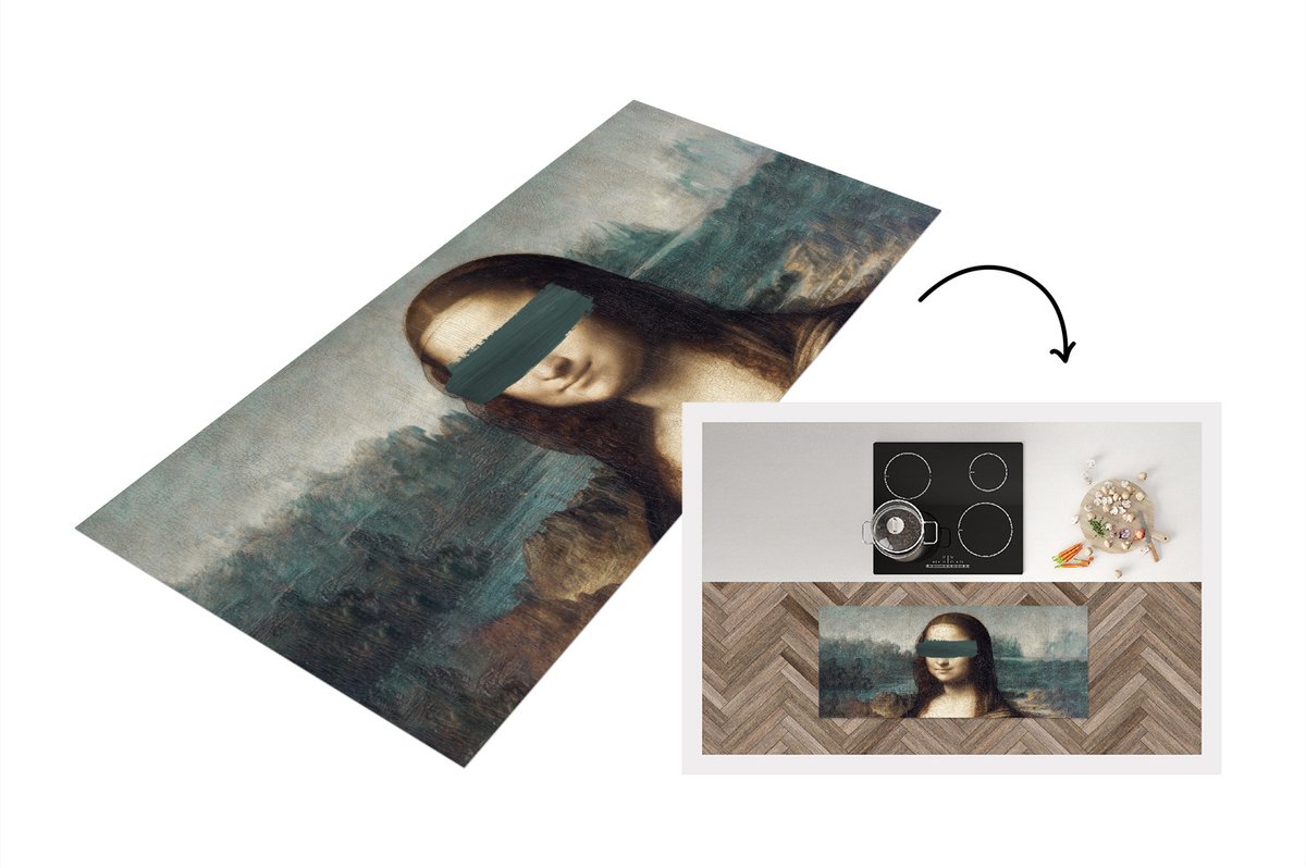 KitchenYeah Keukenloper - Loper keuken - Mona Lisa - Da Vinci - Verf - 120x50 cm - Keukenloper vinyl Multicolor