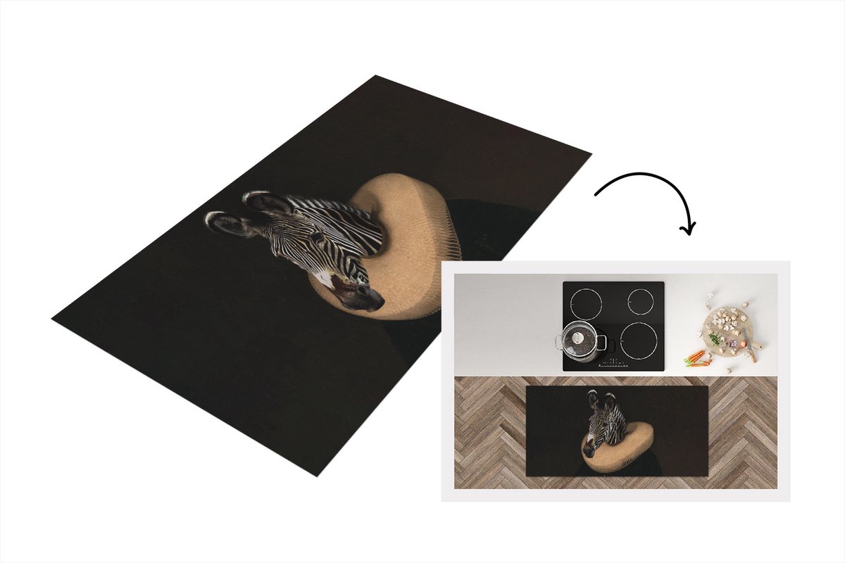 KitchenYeah Keukenloper - Loper keuken - Zebra - Kraag - Dieren - 120x60 cm - Keukenloper vinyl Multicolor