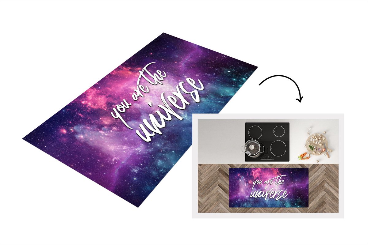 KitchenYeah Keukenloper - Loper keuken - Quotes - 'You are the universe' - Spreuken - 120x60 cm - Keukenloper vinyl Multicolor
