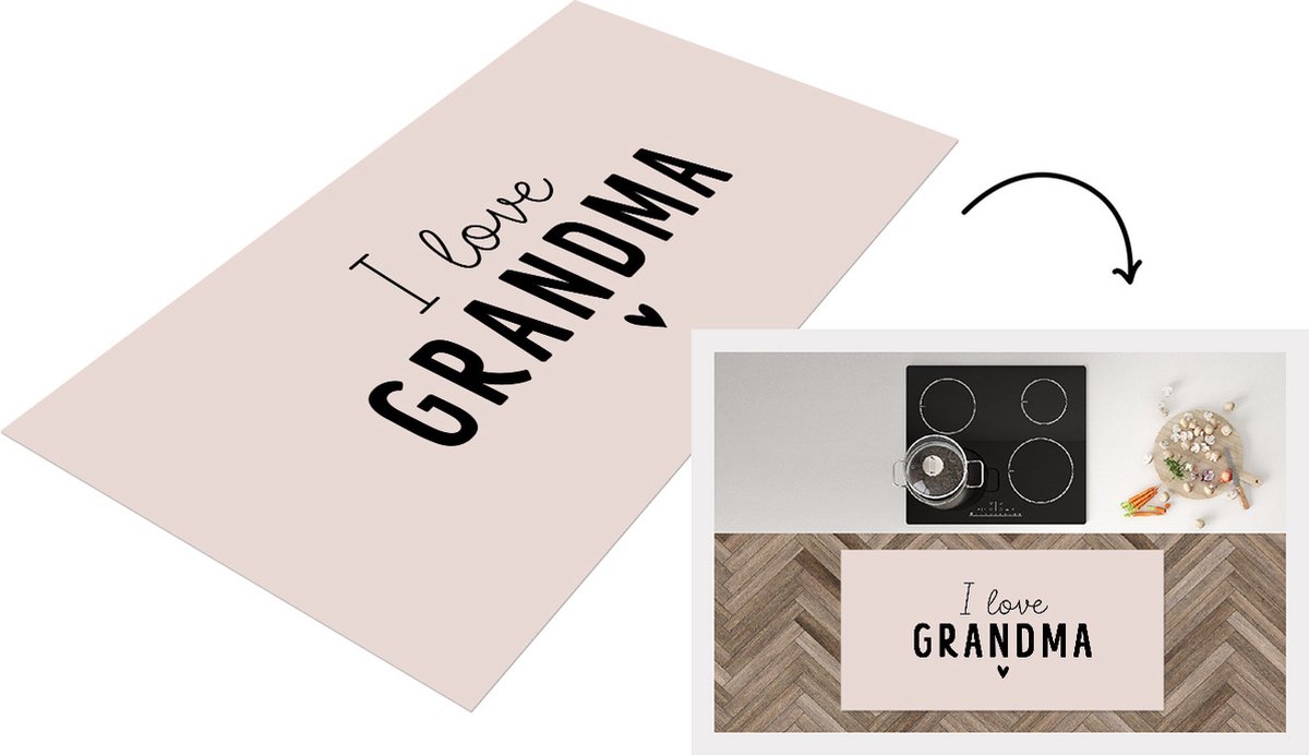 KitchenYeah Keukenloper - Loper keuken - Quotes - I love grandma - Oma - Spreuken - 120x60 cm - Keukenloper vinyl Multicolor