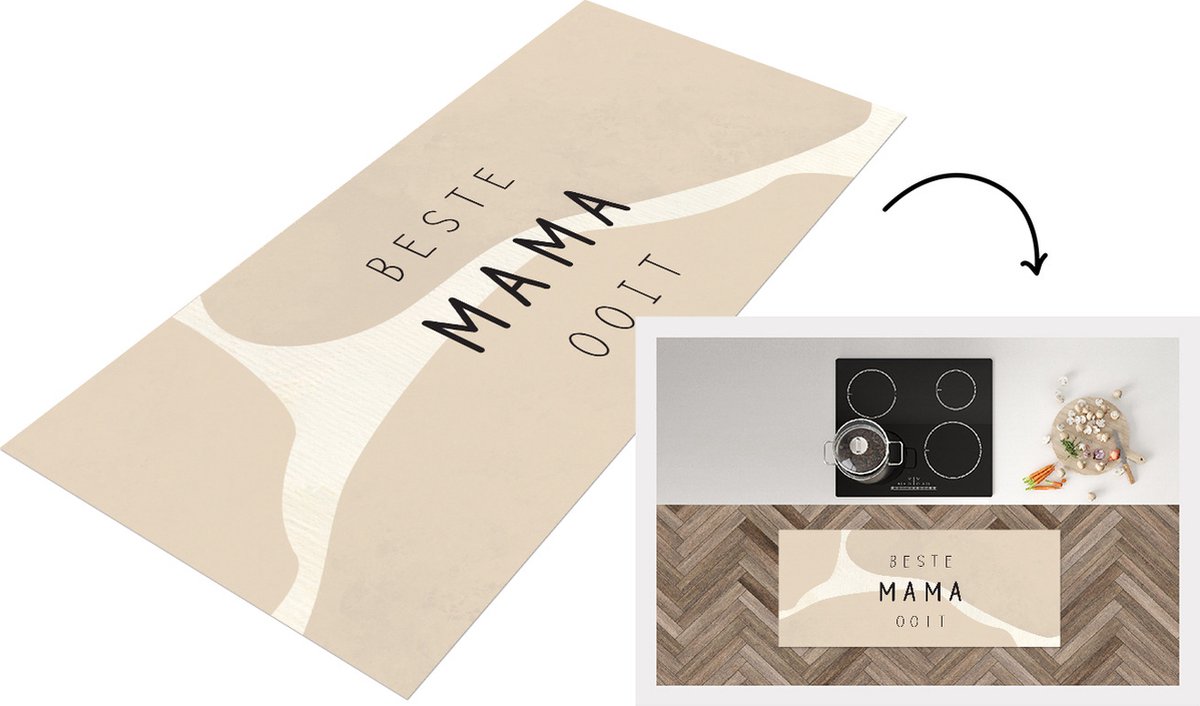 KitchenYeah Keukenloper - Loper keuken - Beste mama ooit - Quotes - Mama - Spreuken - 120x50 cm - Keukenloper vinyl Multicolor