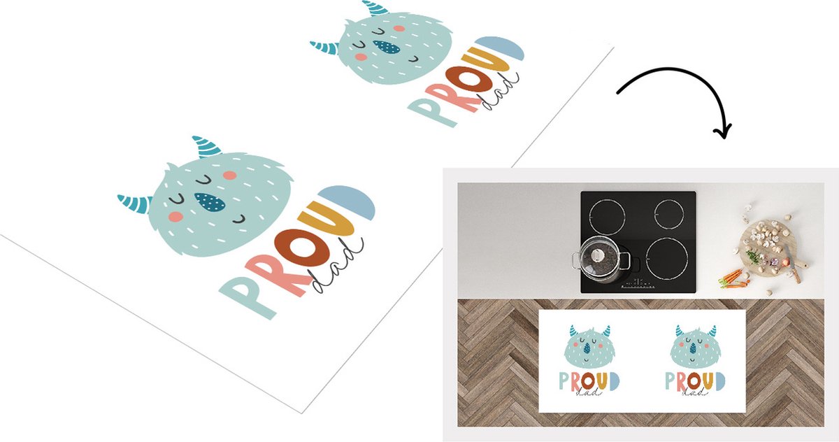 KitchenYeah Keukenloper - Loper keuken - Proud dad - Spreuken - Papa - Quotes - 120x60 cm - Keukenloper vinyl Multicolor