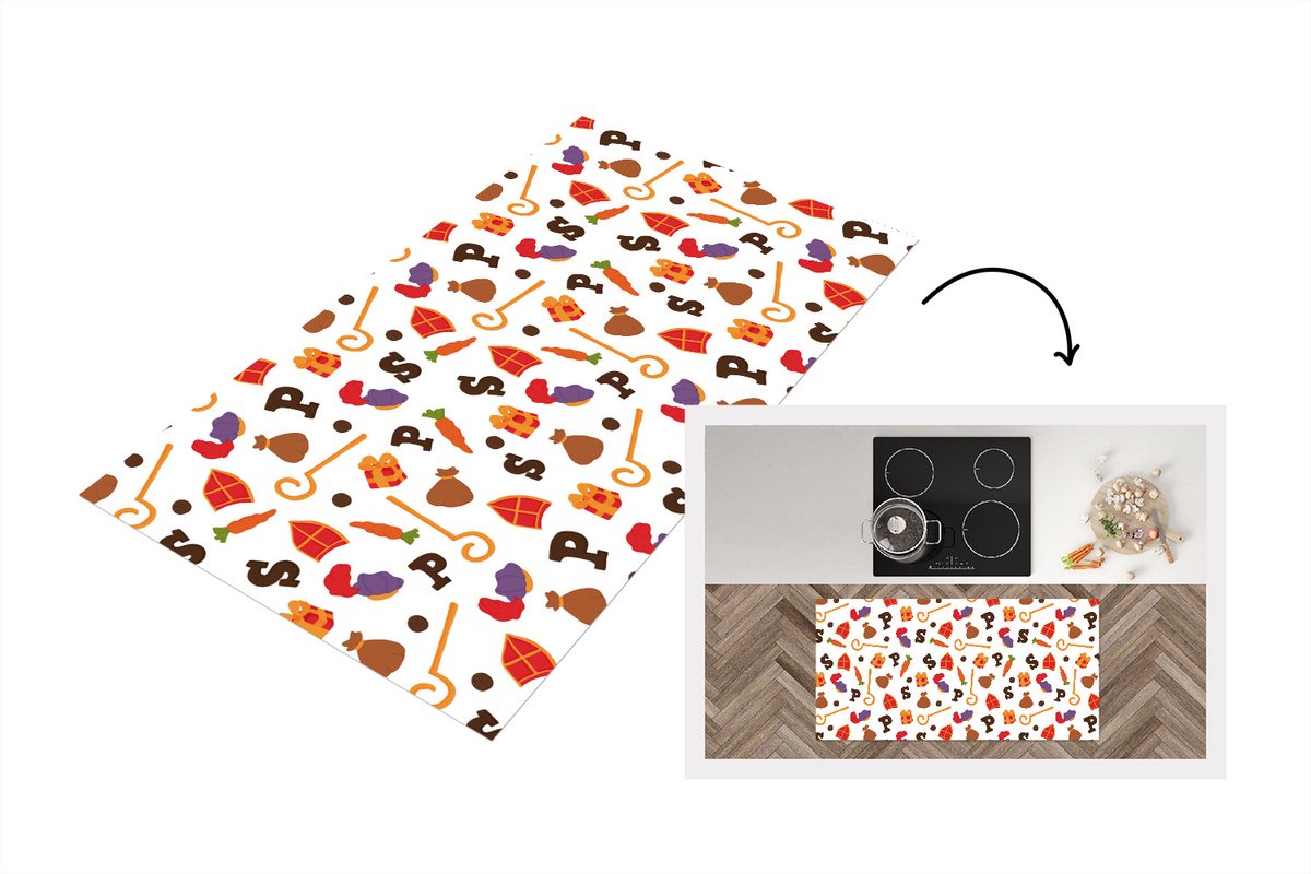 KitchenYeah Keukenloper - Loper keuken - Sinterklaas Decoratie - Sinterklaas - Sint - 120x60 cm - Keukenloper vinyl Multicolor