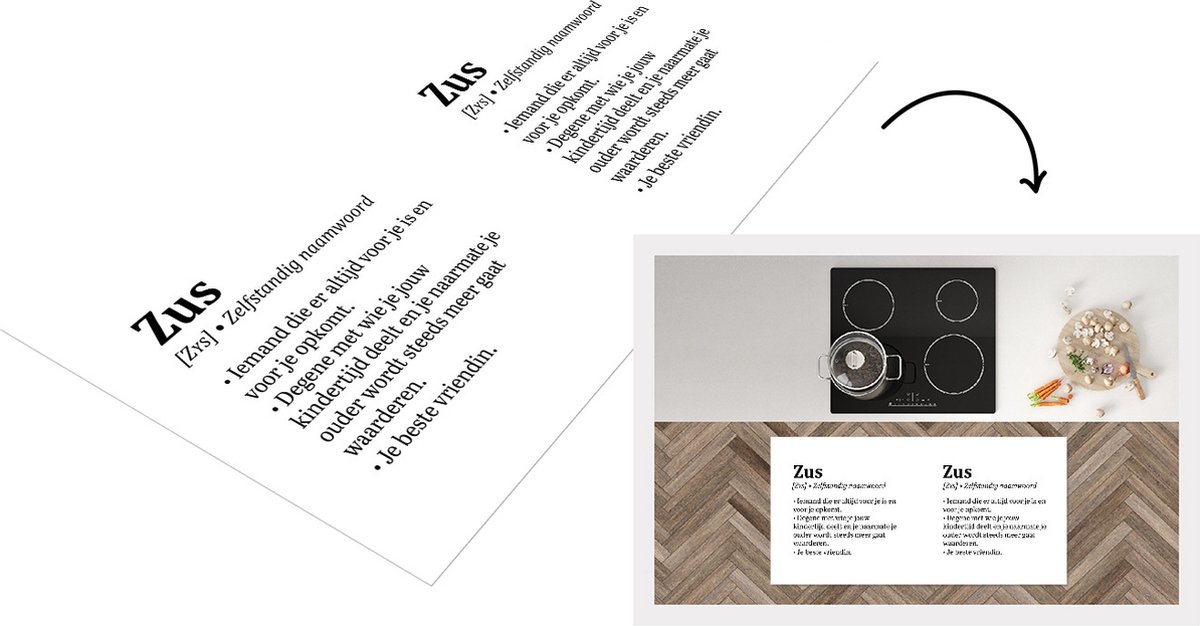 KitchenYeah Keukenloper - Loper keuken - Zus - Quotes - Spreuken - Woordenboek - Definitie zus - 120x60 cm - Keukenloper vinyl Multicolor
