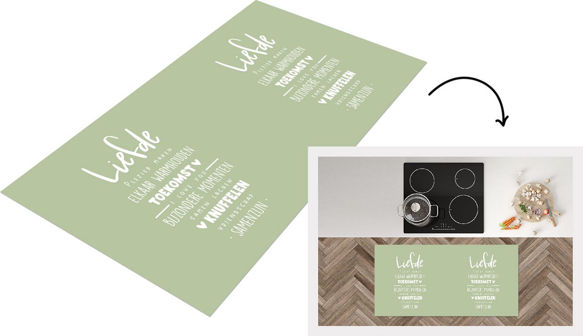 KitchenYeah Keukenloper - Loper keuken - Quotes - Spreuken - 'Liefde' - Trouwen - 120x60 cm - Keukenloper vinyl Multicolor