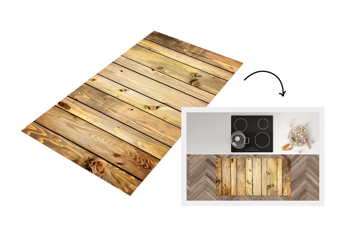 KitchenYeah Keukenloper - Loper keuken - Landelijk - Plank - Hout - Keukenloper vinyl, foto 2