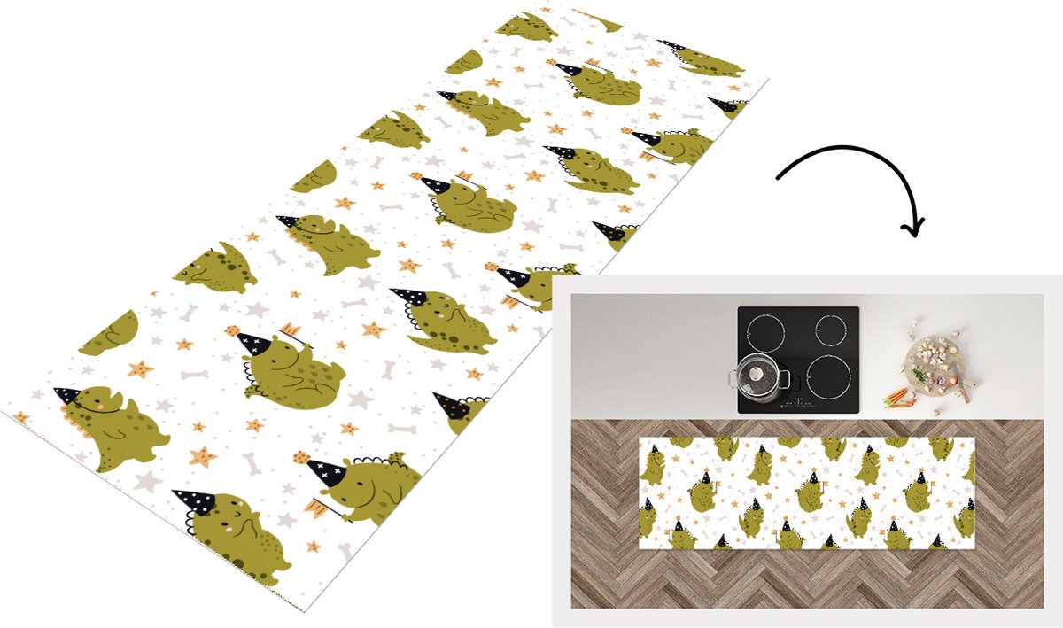 KitchenYeah Keukenloper - Loper keuken - Design - Jongens - Draak - Kinderen - Keukenloper vinyl multicolor, foto 2