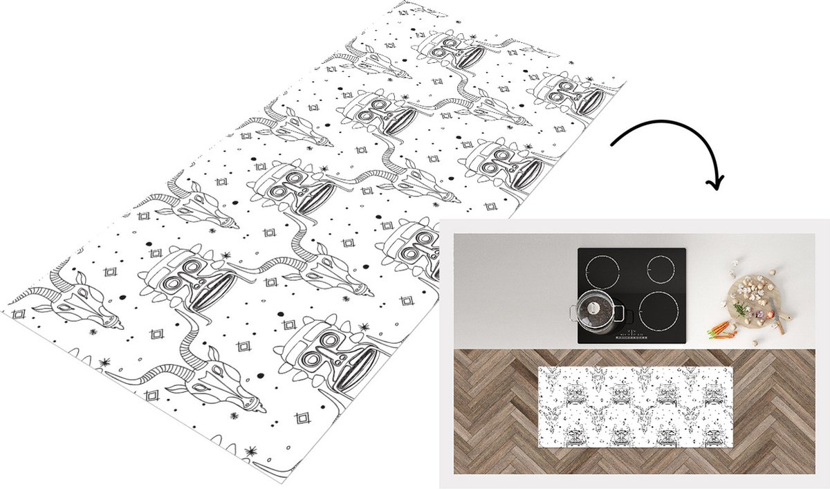 KitchenYeah Keukenloper - Loper keuken - Masker - Lijn - Patronen - Tribal - Keukenloper vinyl Multicolor