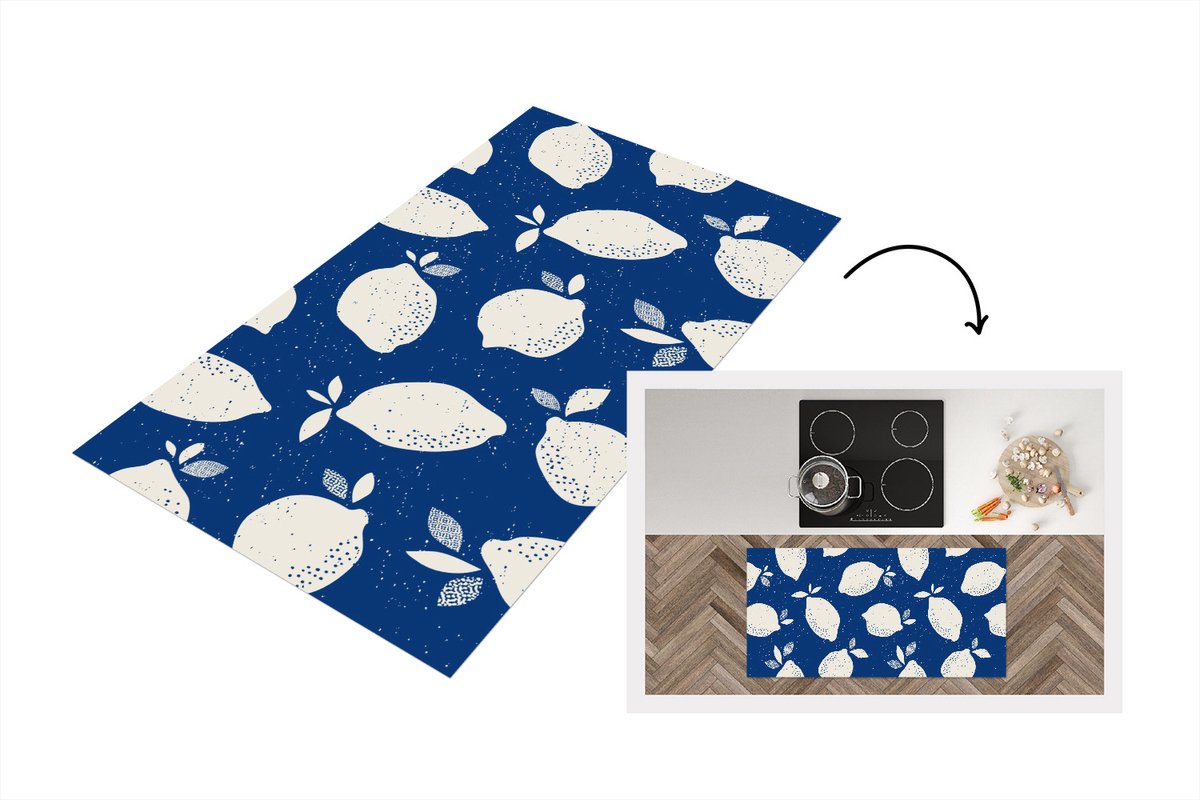KitchenYeah Keukenloper - Loper keuken - Design - Citroen - Fruit - 120x60 cm - Keukenloper vinyl Multicolor