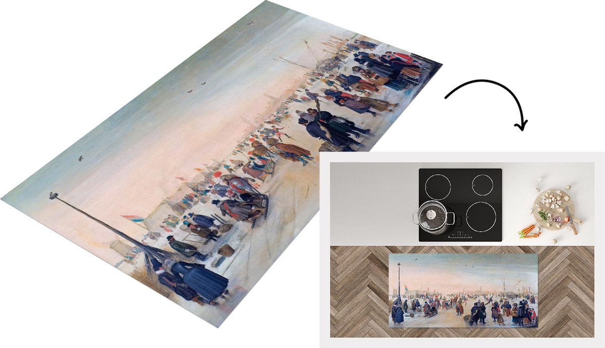 KitchenYeah Keukenloper - Loper keuken - Ijsvermaak bij een stad - schilderij van Hendrick Avercamp - Keukenloper vinyl multicolor, foto 2