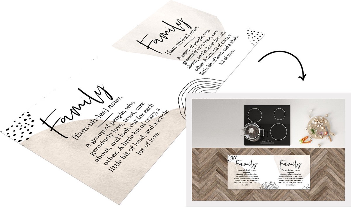 KitchenYeah Keukenloper - Loper keuken - Woordenboek - Familie - Quotes - 120x50 cm - Keukenloper vinyl Multicolor