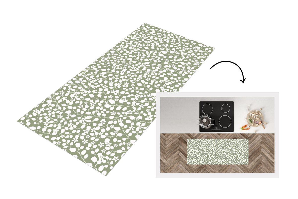 KitchenYeah Keukenloper - Loper keuken - Bloemen - Patronen - Planten - 120x50 cm - Keukenloper vinyl Multicolor