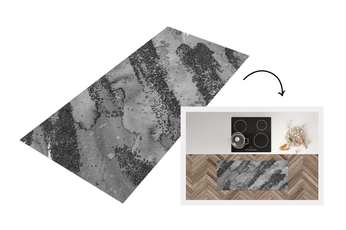 KitchenYeah Keukenloper - Loper keuken - Zilver - Glitter - Abstract - 120x50 cm - Keukenloper vinyl Multicolor