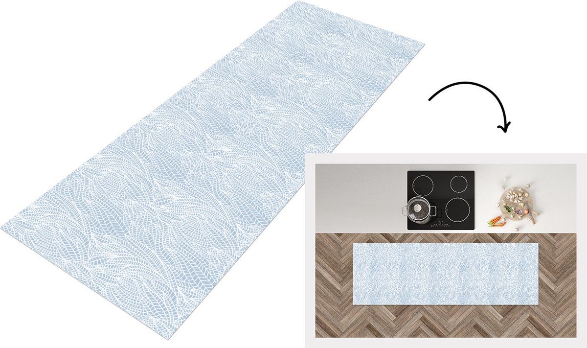KitchenYeah Keukenloper - Loper keuken - Bladeren - Patronen - Winter - 150x50 cm - Keukenloper vinyl Multicolor