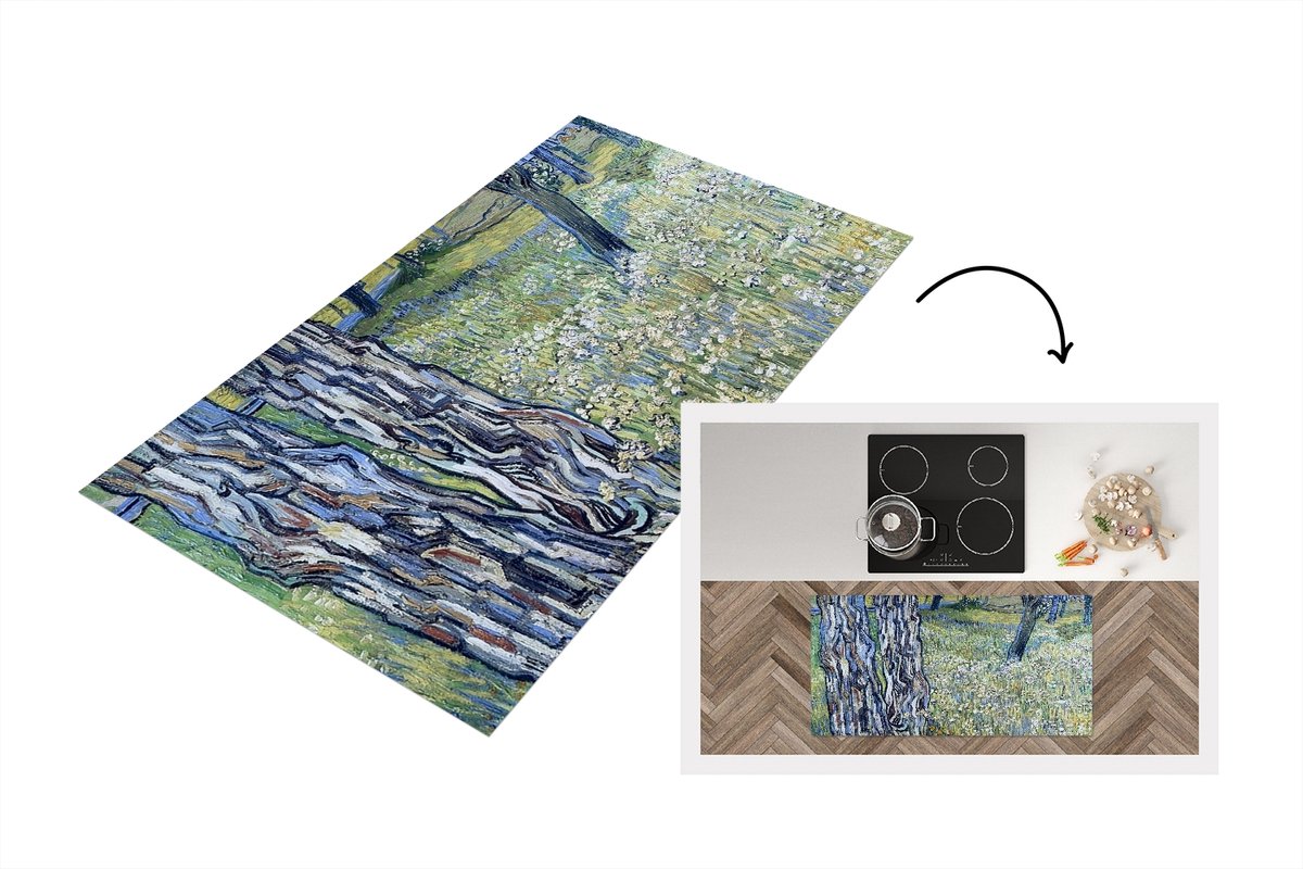 KitchenYeah Keukenloper - Loper keuken - Boomstammen in het gras - Vincent van Gogh - 120x60 cm - Keukenloper vinyl Multicolor