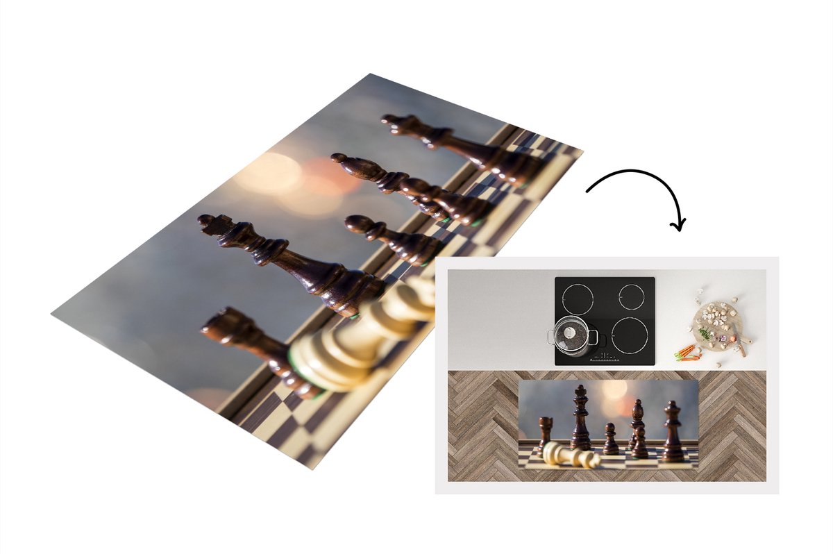 KitchenYeah Keukenloper - Loper keuken - Het schaakbord op een tafel - 120x60 cm - Keukenloper vinyl Multicolor