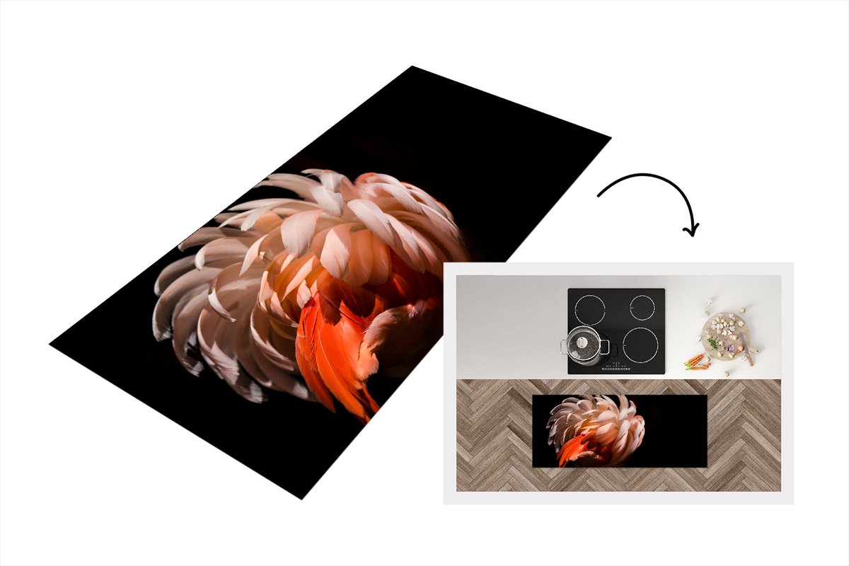 KitchenYeah Keukenloper - Loper keuken - Flamingo - Veren - Licht - Macro - Keukenloper vinyl Multicolor