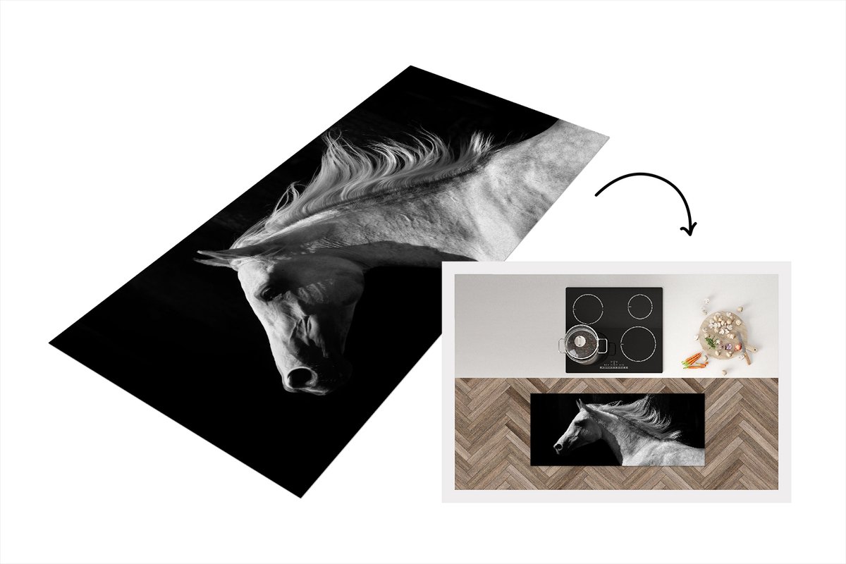 KitchenYeah Keukenloper - Loper keuken - Paarden - Dieren - Portret - 120x50 cm - Keukenloper vinyl Multicolor
