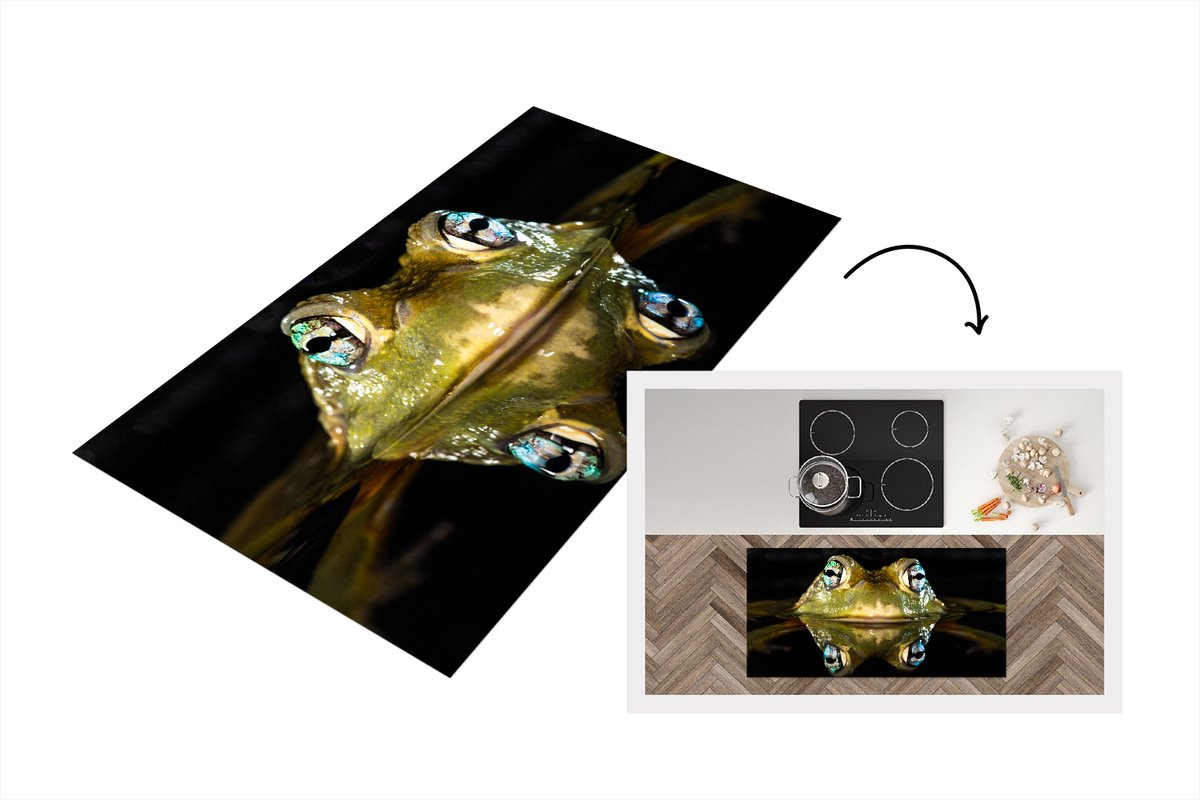 KitchenYeah Keukenloper - Loper keuken - Kikker - Ogen - Portret - 120x60 cm - Keukenloper vinyl Multicolor
