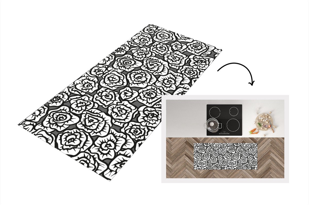KitchenYeah Keukenloper - Loper keuken - Meiden - Rozen - Patronen - 120x50 cm - Keukenloper vinyl Multicolor