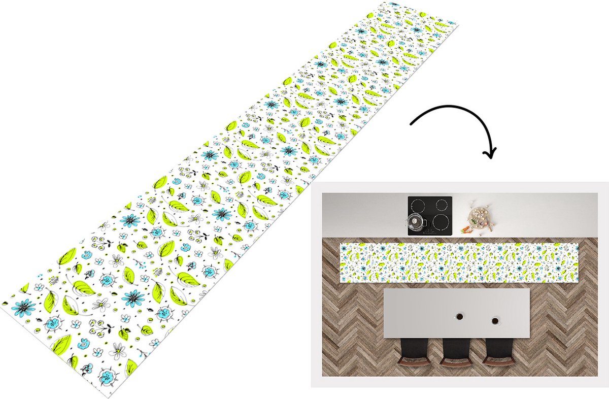 KitchenYeah Keukenloper - Loper keuken - Flora - Bohemian - Patronen - Fantasy - Bloemen - 300x50 cm - Keukenloper vinyl Multicolor