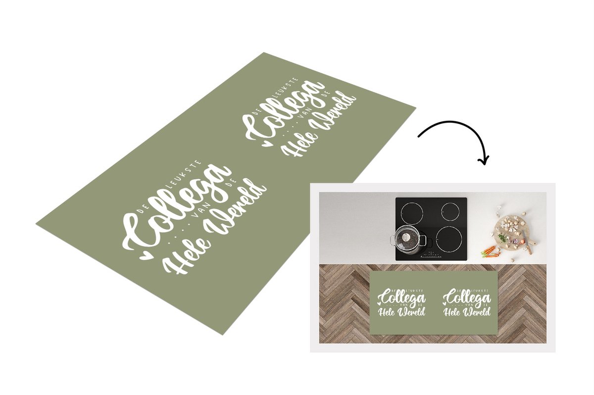 KitchenYeah Keukenloper - Loper keuken - Quotes - Collega kado - Werk - 120x60 cm - Keukenloper vinyl Multicolor
