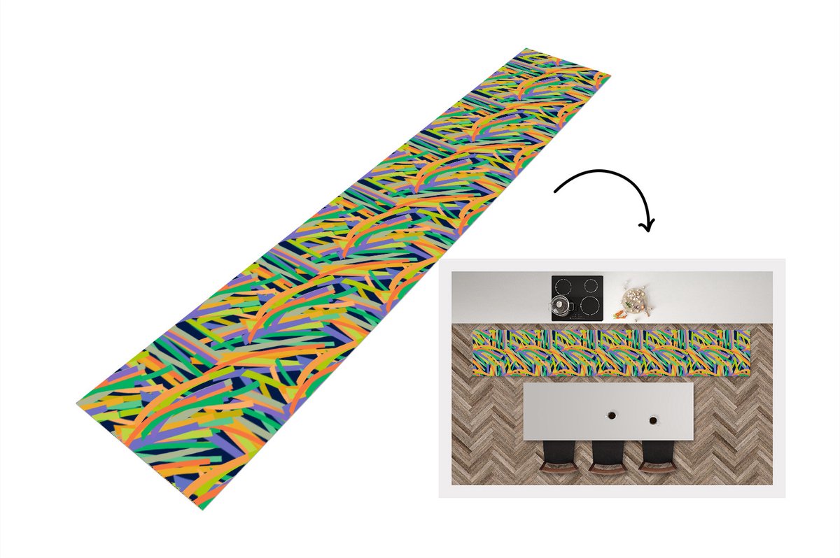KitchenYeah Keukenloper - Loper keuken - Jungle - Patronen - Abstract - 300x50 cm - Keukenloper vinyl Multicolor