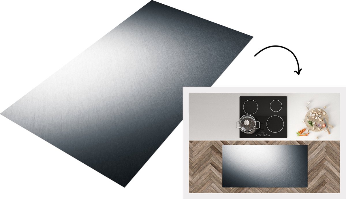 KitchenYeah Keukenloper - Loper keuken - Metaal print - Grijs - Zwart - Wit - 120x60 cm - Keukenloper vinyl Multicolor