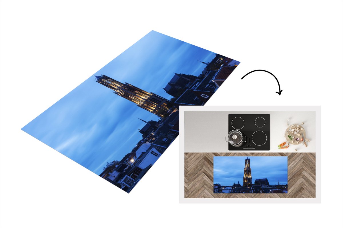 KitchenYeah Keukenloper - Loper keuken - Domtoren - Utrecht - Licht - 120x60 cm - Keukenloper vinyl Multicolor