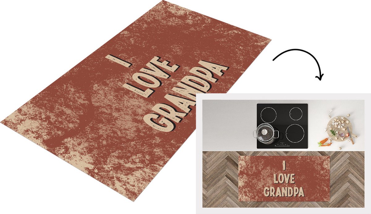 KitchenYeah Keukenloper - Loper keuken - Mannen cadeautjes - Vaderdag - Opa - I love grandpa - Quote - Spreuken - 120x60 cm - Keukenloper vinyl Multicolor