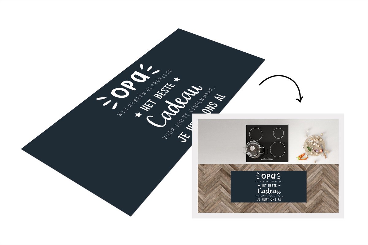 KitchenYeah Keukenloper - Loper keuken - Kado man - Opa - Spreuken - Het beste cadeau - Quote - 120x50 cm - Keukenloper vinyl Multicolor