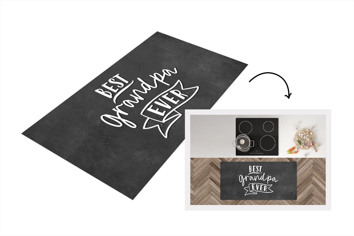 KitchenYeah Keukenloper - Loper keuken - Spreuken - Best grandpa ever - Quotes - Opa - 120x60 cm - Keukenloper vinyl Multicolor