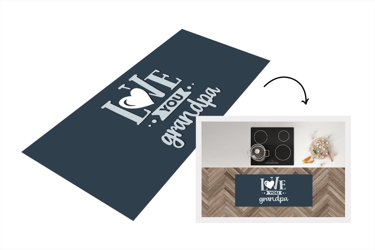 KitchenYeah Keukenloper - Loper keuken - Vaderdag kados - Opa - Quote - Love you grandpa - Spreuken - 120x50 cm - Keukenloper vinyl Multicolor