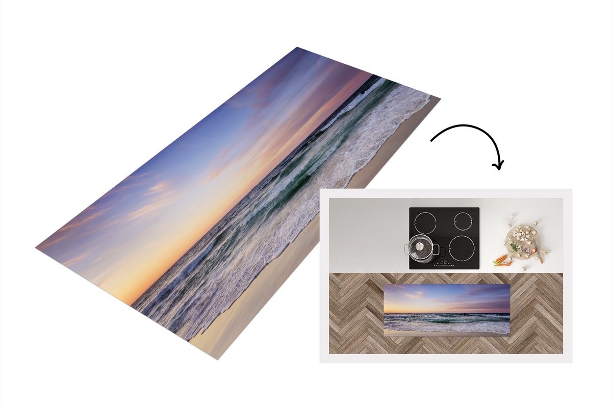 KitchenYeah Keukenloper - Loper keuken - Strand - Pastel - Kleuren - Keukenloper vinyl Multicolor