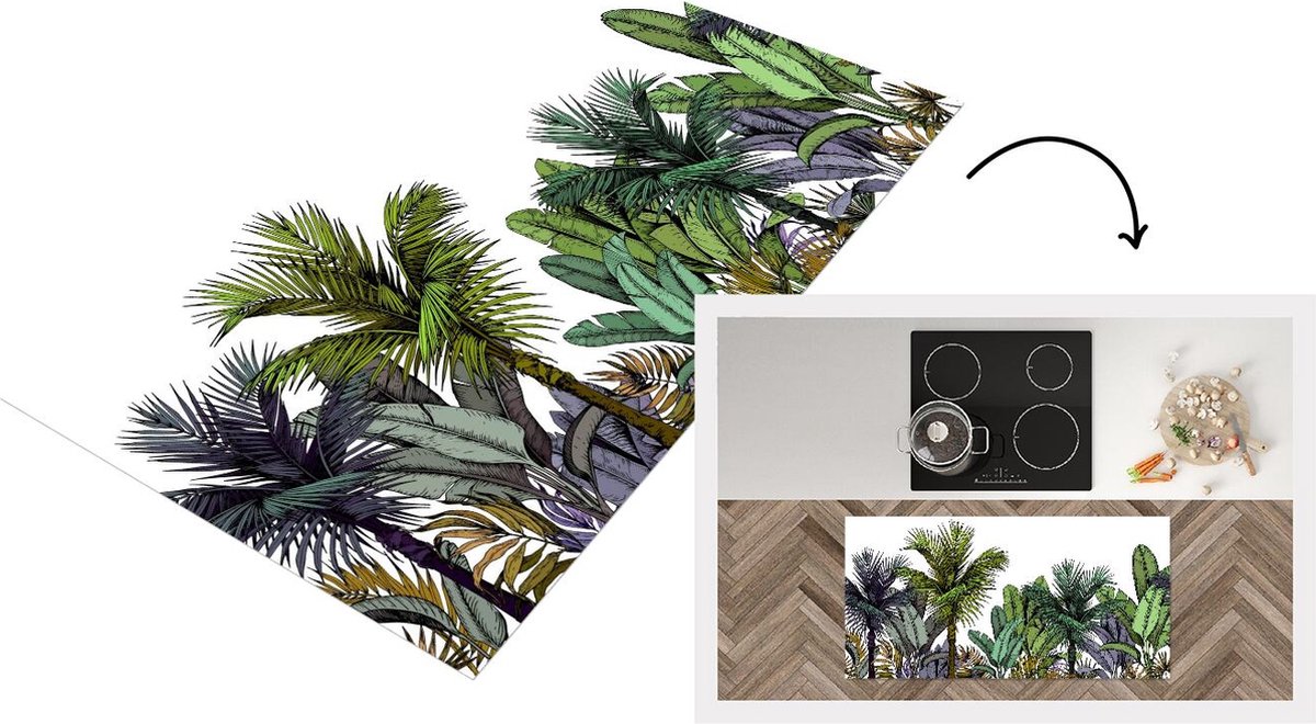 KitchenYeah Keukenloper - Loper keuken - Planten - Illustratie - Kleuren - 120x60 cm - Keukenloper vinyl Multicolor