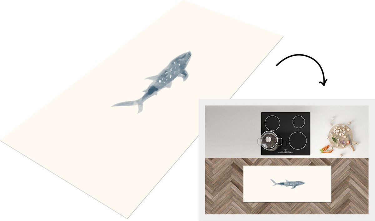 KitchenYeah Keukenloper - Loper keuken - Vissen - Wilde dieren - Zee - Aquarel - 120x50 cm - Keukenloper vinyl Multicolor
