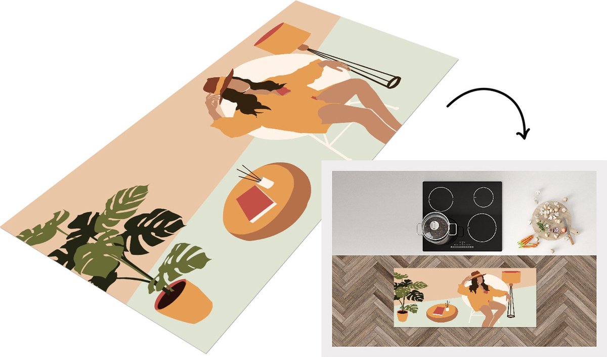 KitchenYeah Keukenloper - Loper keuken - Vrouwen - Stoel - Zomer - Keukenloper vinyl Multicolor