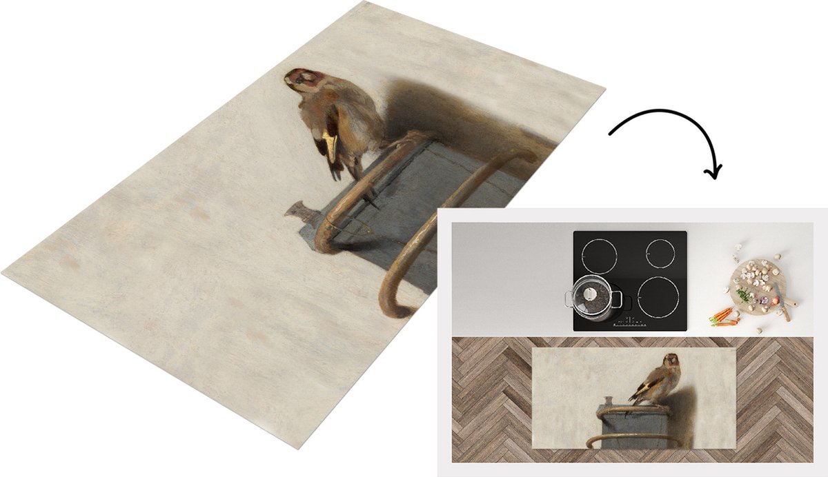KitchenYeah Keukenloper - Loper keuken - Puttertje - Oude Meester - Carel Fabritius - 120x60 cm - Keukenloper vinyl Multicolor