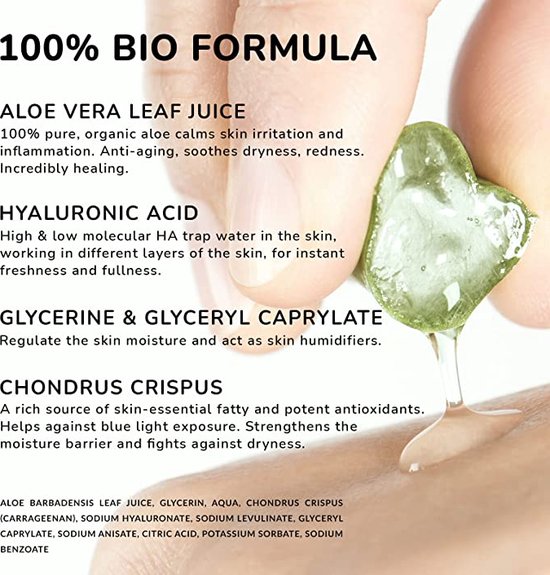 Nation of Strong Aloë Vera Gel - Biologische Gel voor Gezicht, Lichaam en Haar - Aloë Vera Crème zonder Microplastics - Geschikt als Aftersun - 200 ml