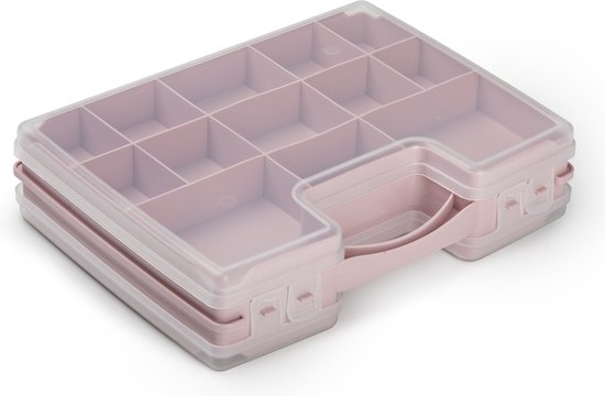 Foto: Plasticforte opbergkoffertje opbergdoos sorteerbox 21 vaks kunststof roze 28 x 21 x 6 cm sorteerdoos kleine spulletjes