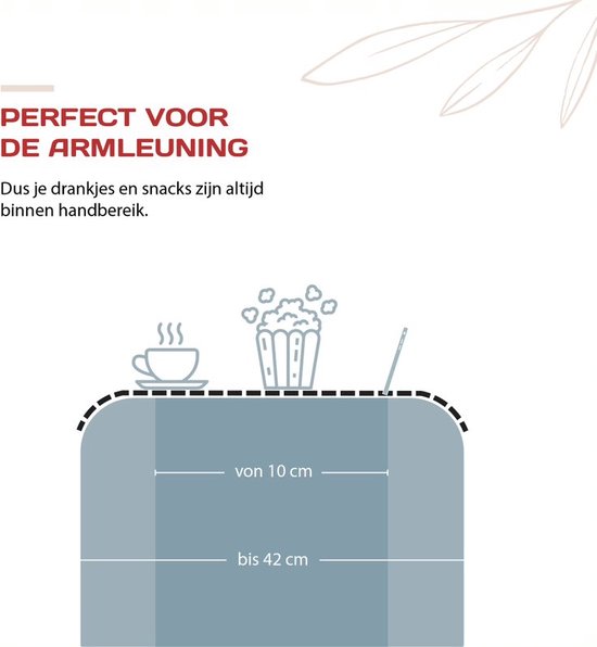 Flexibel dienblad - Armleuning dienblad - Anti slip - Banktafel - Armleuning organizer - Zachte achterlaag tegen beschadiging - Bank - Donkerbruin - Beckenbau